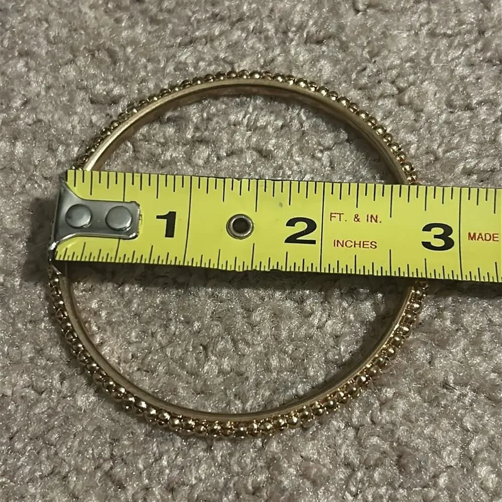 Women’s vintage dainty gold tone bangle bracelet one‎ size measurements shown